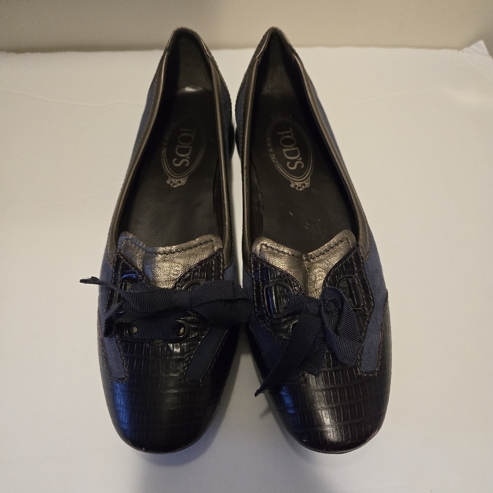 Tod's Leather And Suede Lace up Loafers Size 38 - Picture 3 of 9
